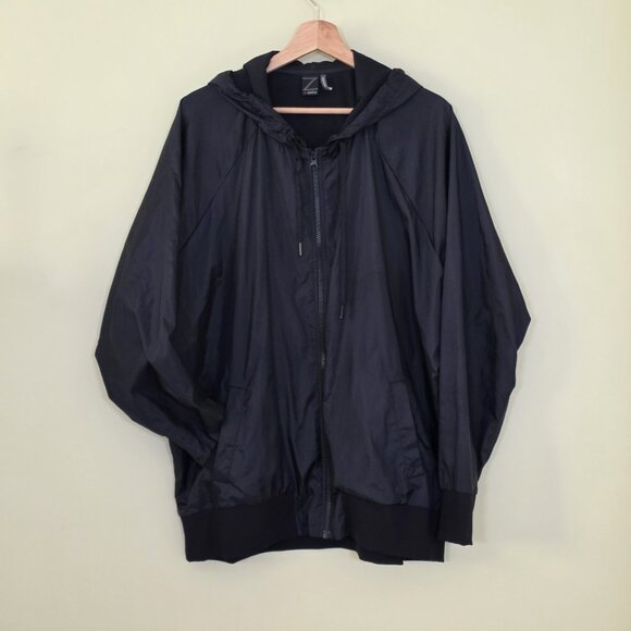 Z By Zella Jacket Womens 1X Black Ligthweight Zip LS Pockets Hood Active Hiking - Picture 1 of 15